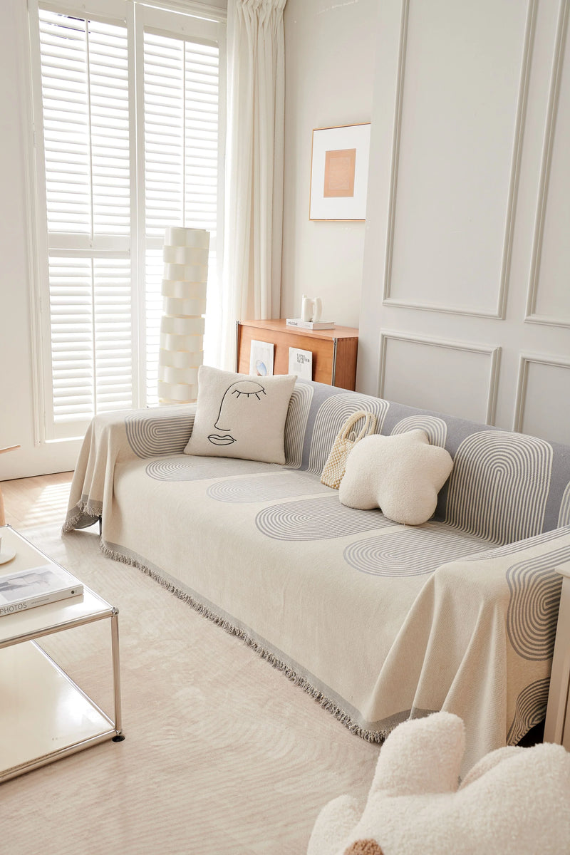 Sofa Throw Dusty Grey Soft Tassel Nordic Chenille