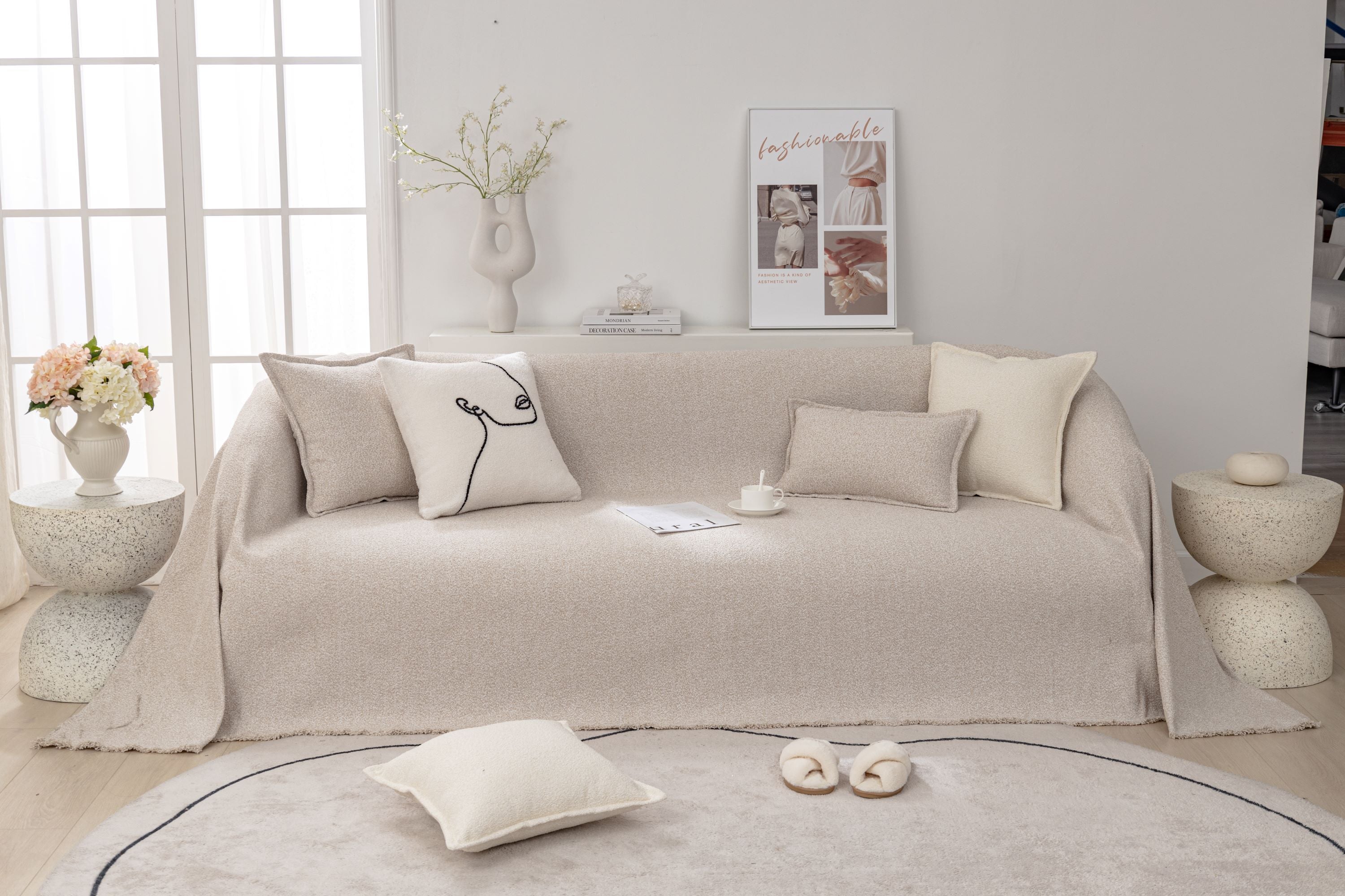 Sofa Throw - Pixlane - Milk Tea