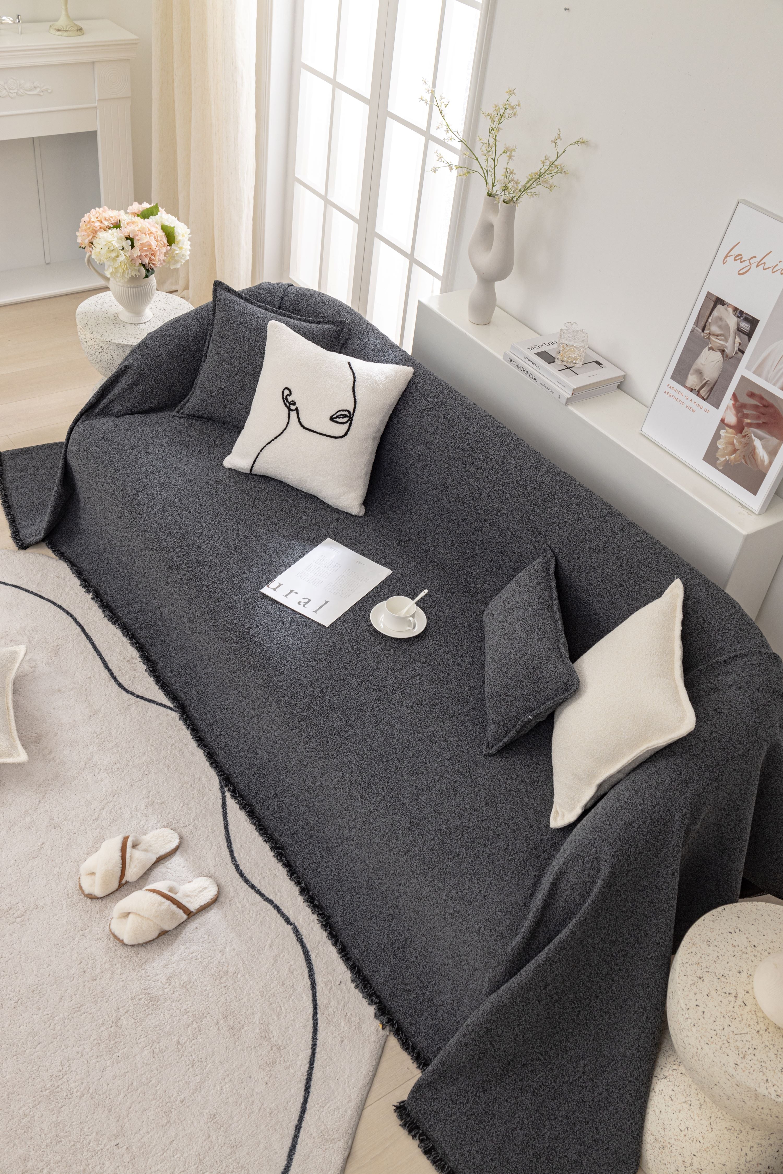Sofa Throw - Pixlane - Dark Gray