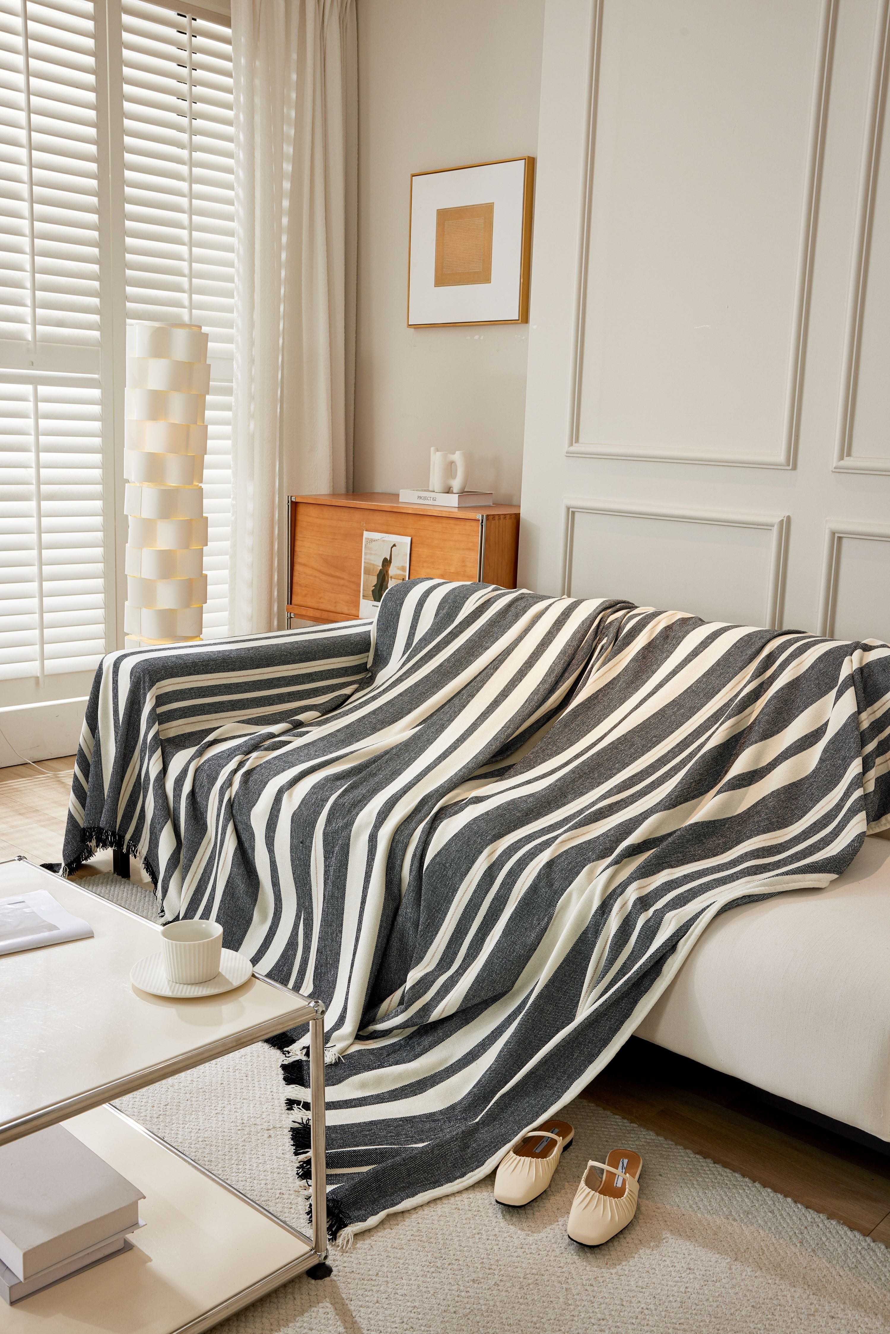 Sofa Throw - Striniara - Cross Black