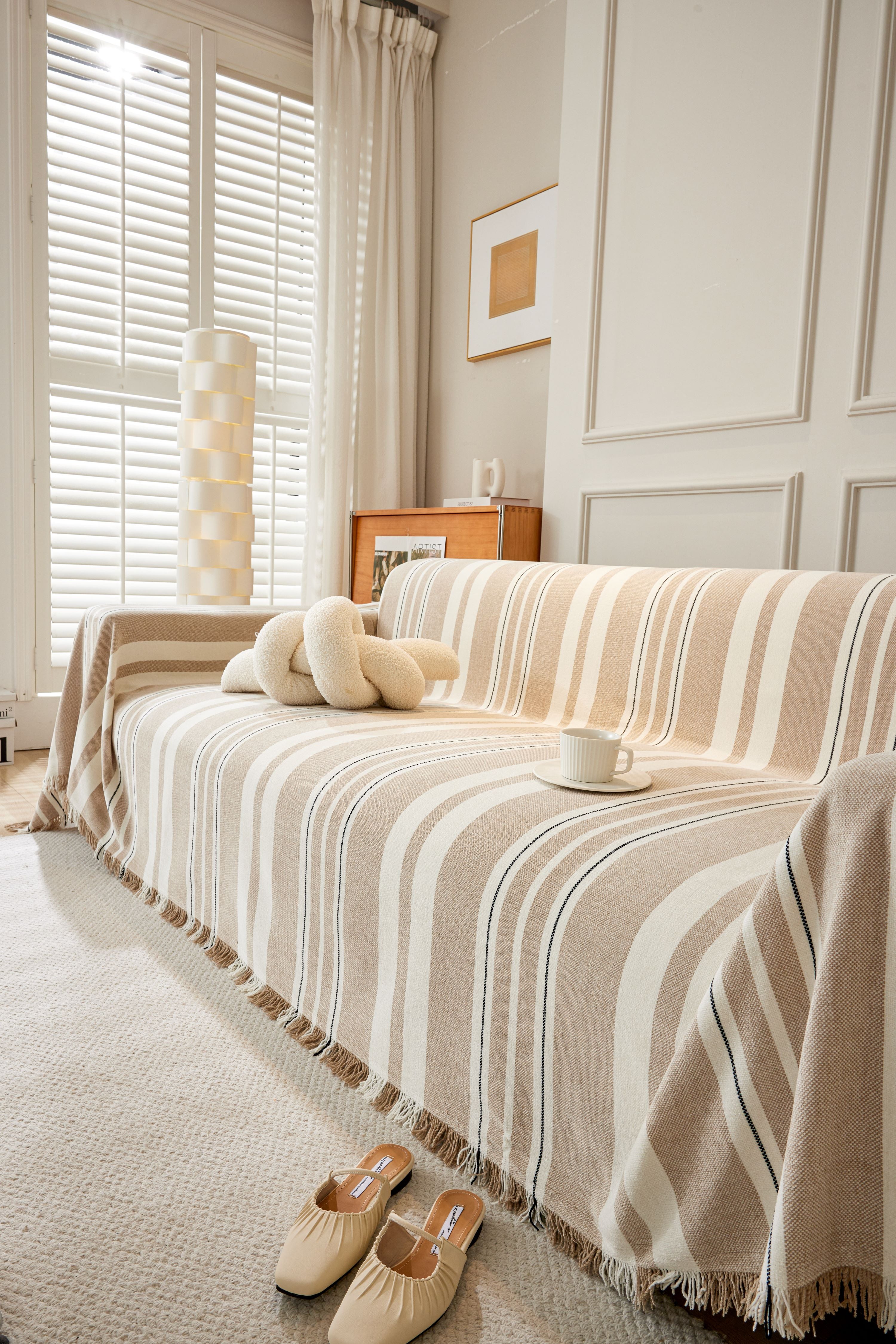 Sofa Throw - Striniara - Cross Khaki