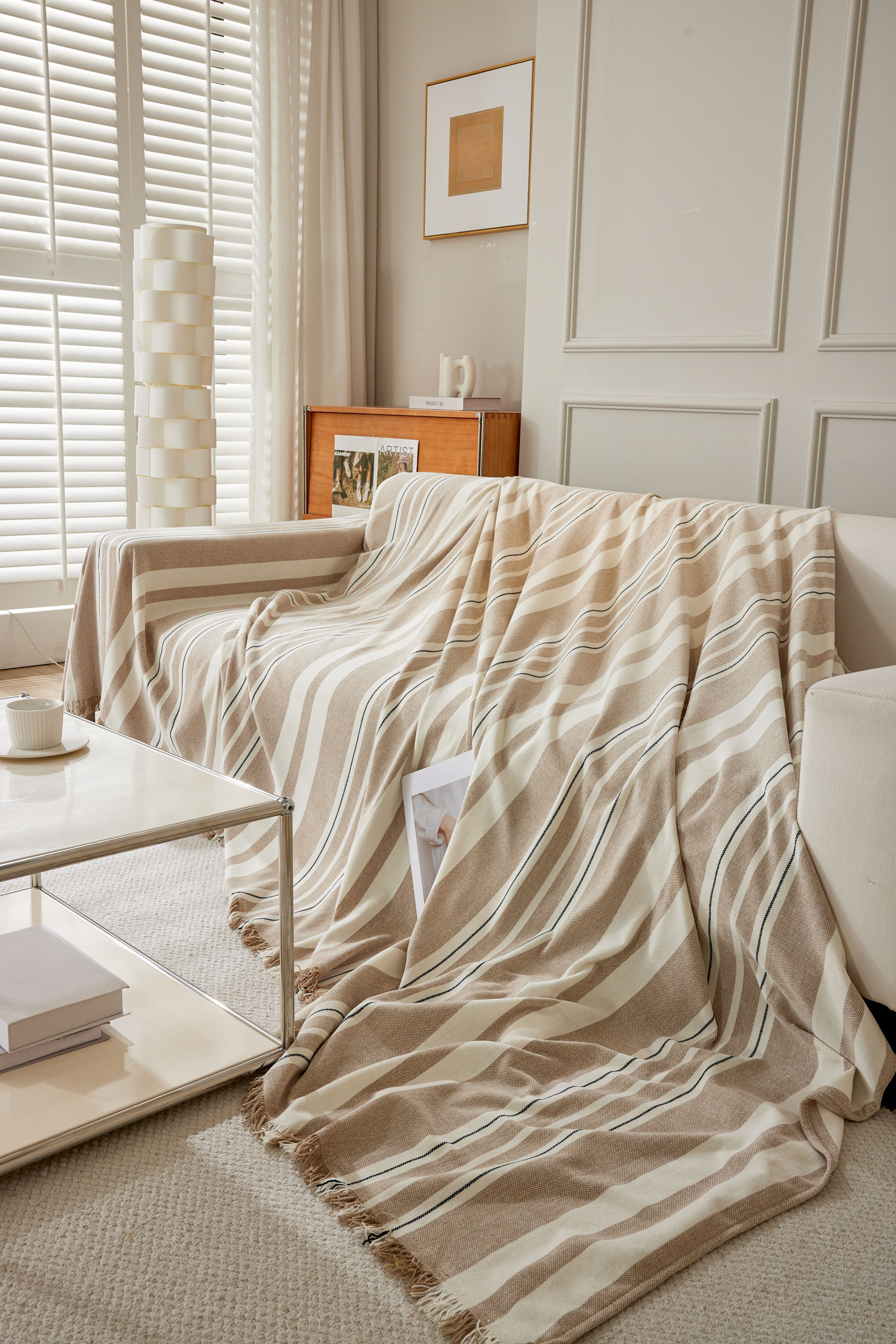 Sofa Throw - Striniara - Cross Khaki