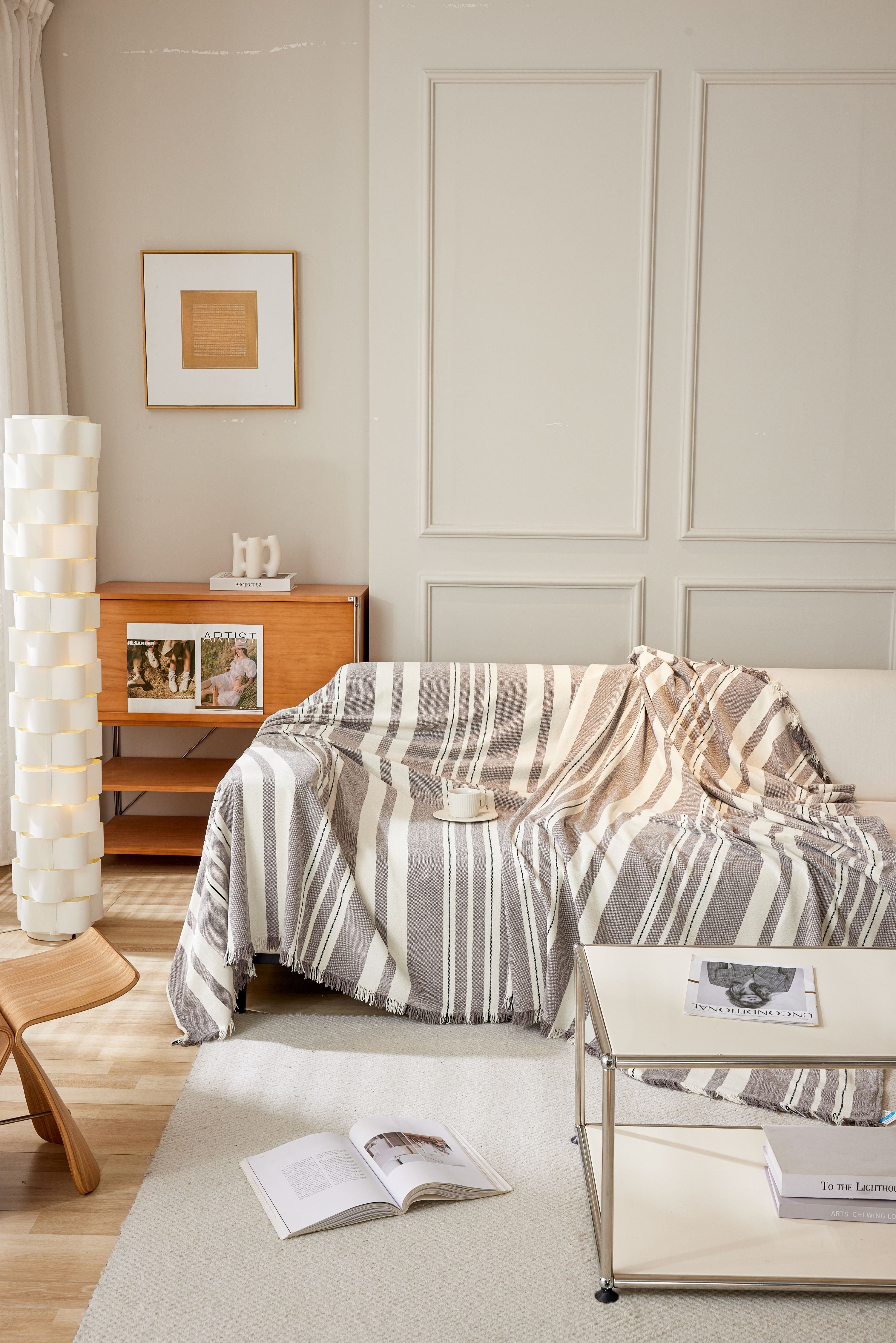 Sofa Throw - Striniara - Cross Brown