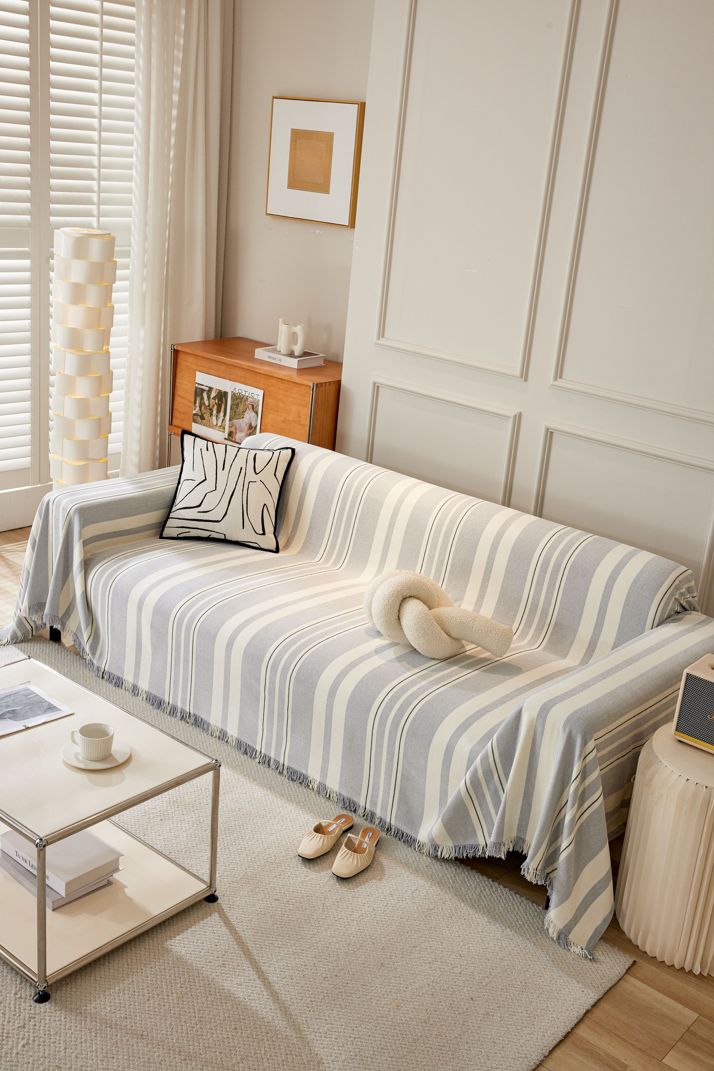 Sofa Throw - Striniara - Cross Gray