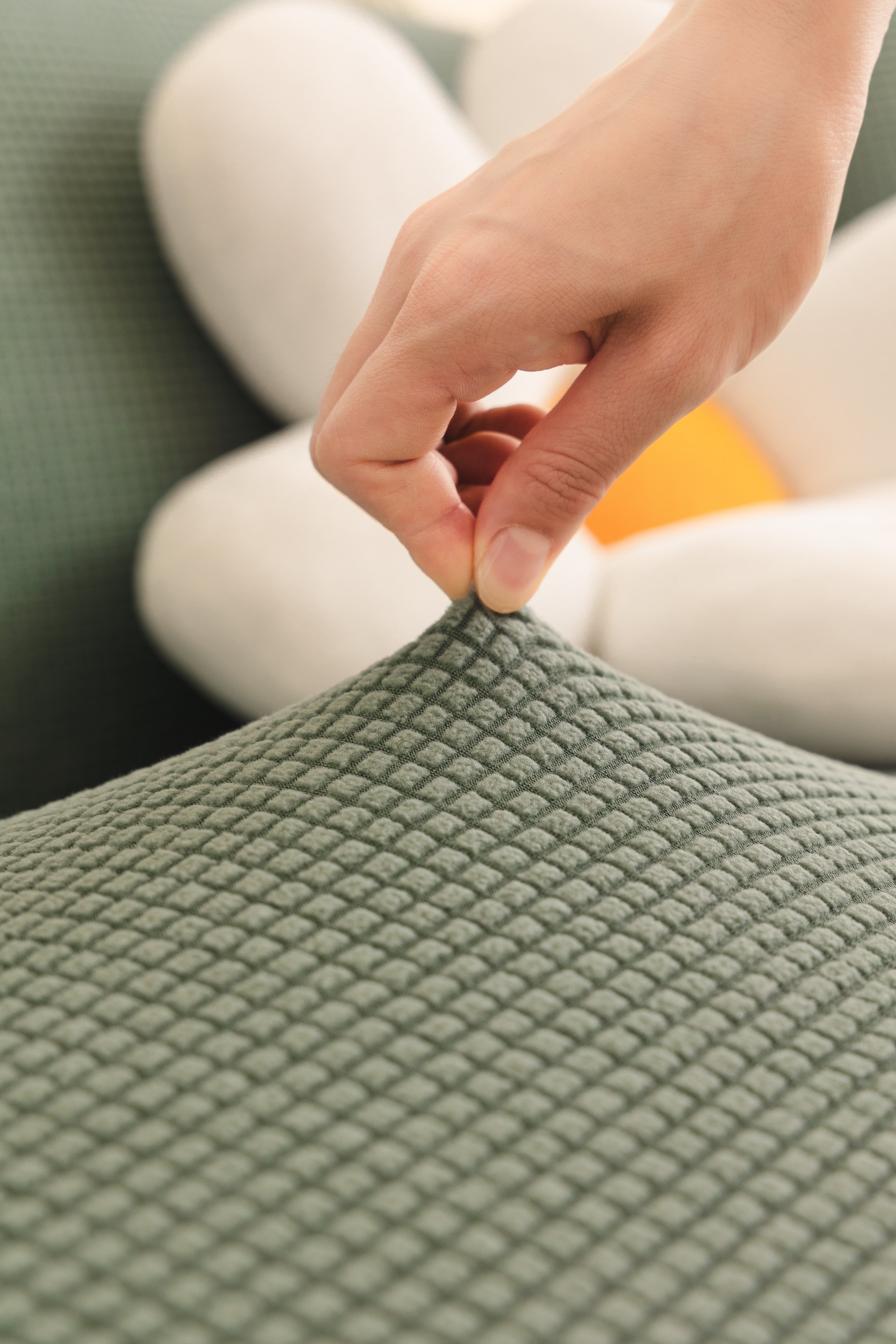 Sofa Cover - Narrow Jacquard - Light Green - Adaptable & Expandable