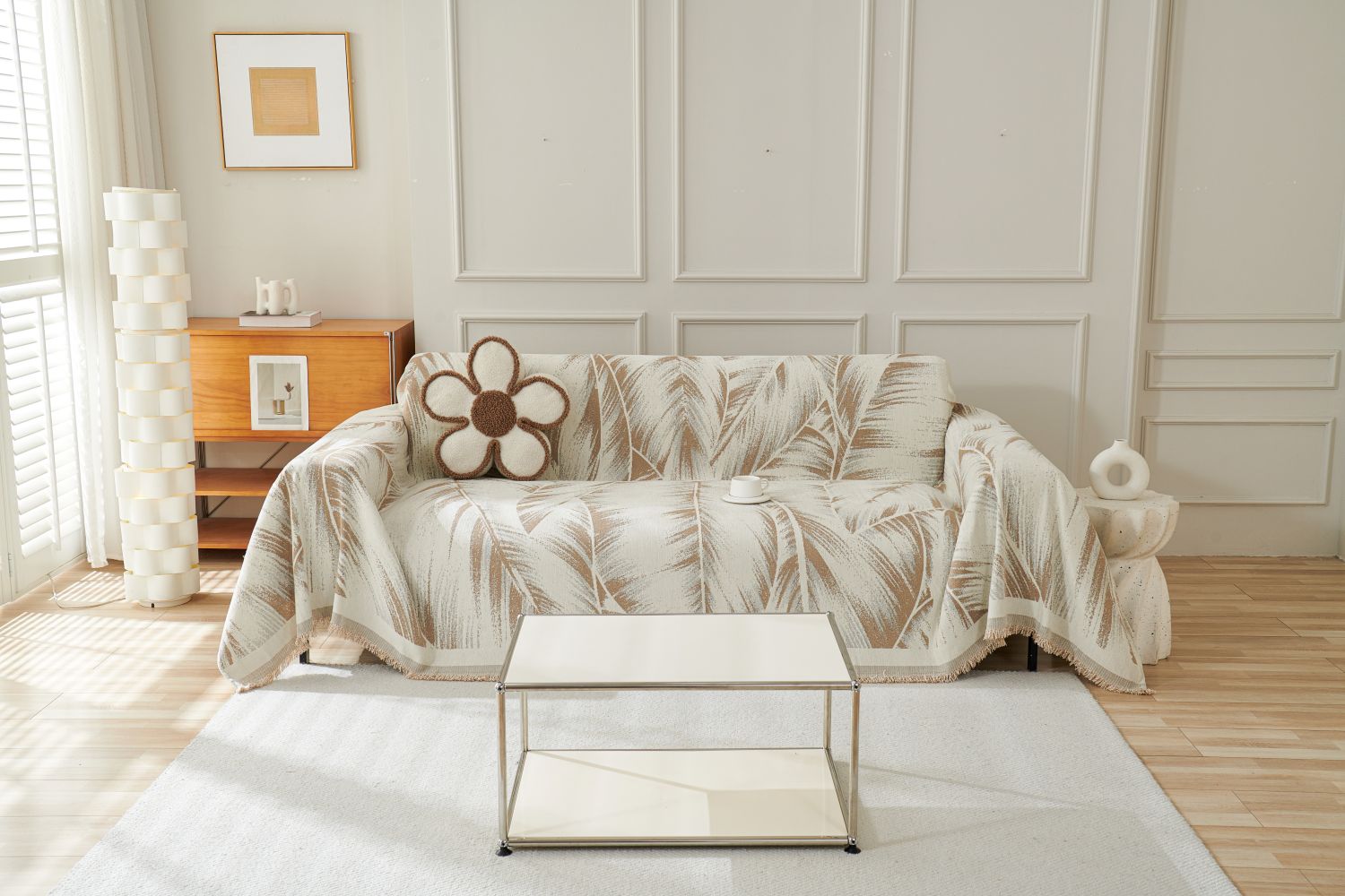 Sofa Throw - Yeluxe - Palm Beige