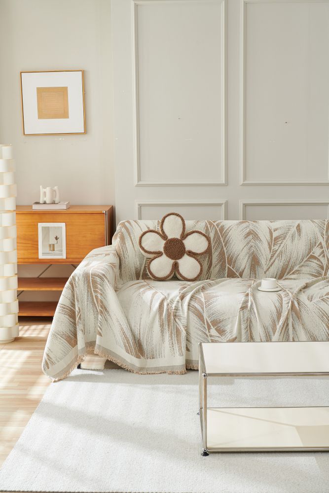 Sofa Throw - Yeluxe - Palm Beige