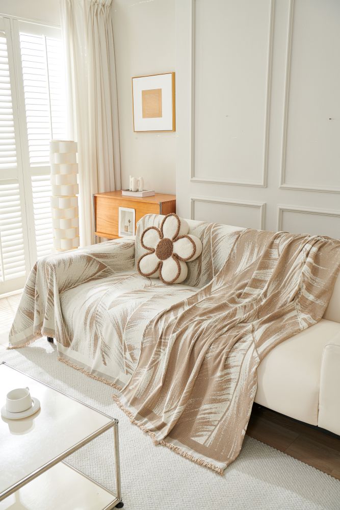 Sofa Throw - Yeluxe - Palm Beige
