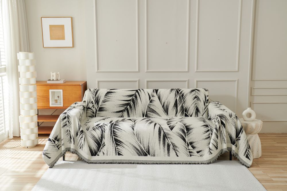 Sofa Throw - Yeluxe - Palm Black