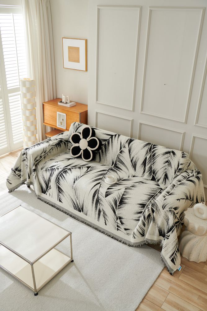 Sofa Throw - Yeluxe - Palm Black