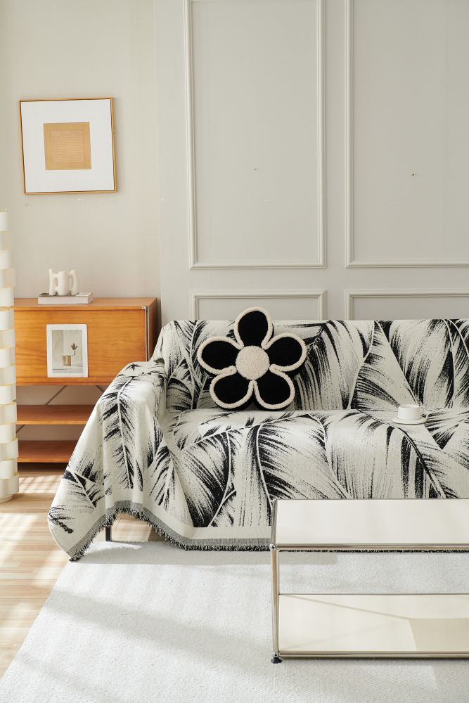 Sofa Throw - Yeluxe - Palm Black