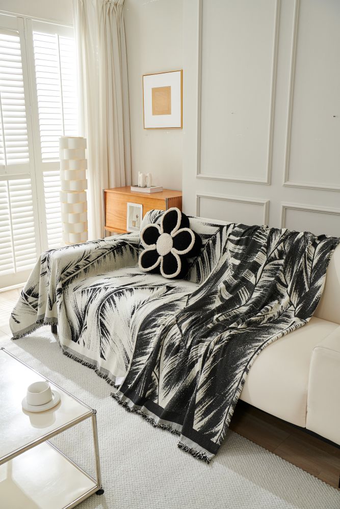 Sofa Throw - Yeluxe - Palm Black