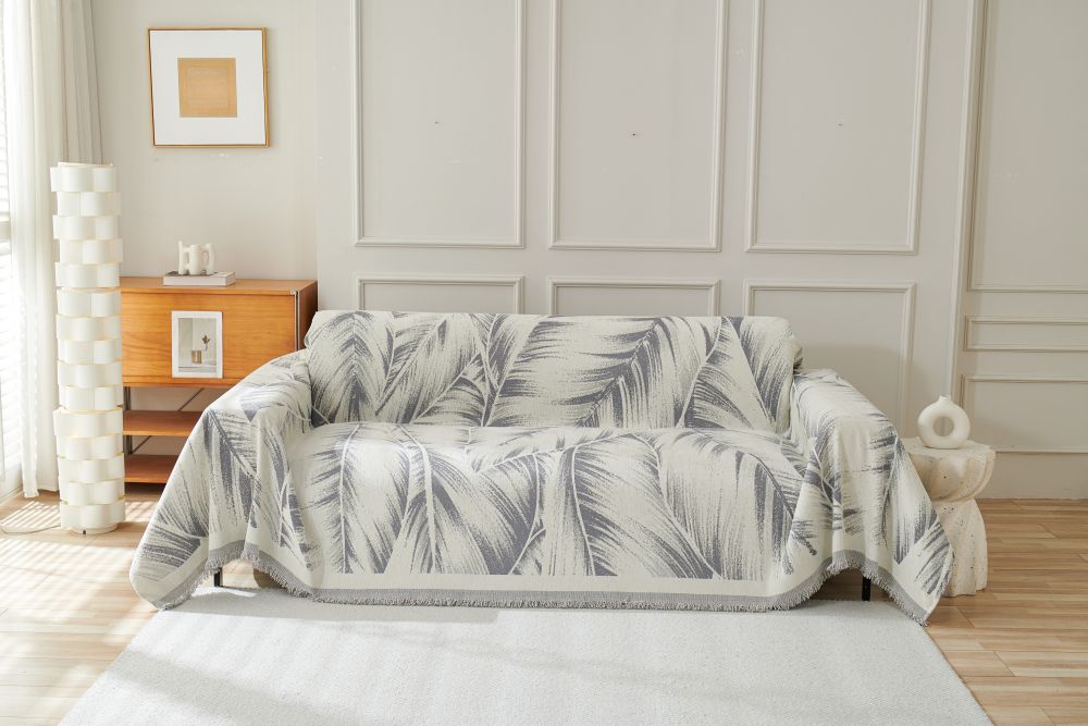 Sofa Throw - Yeluxe - Palm Gray