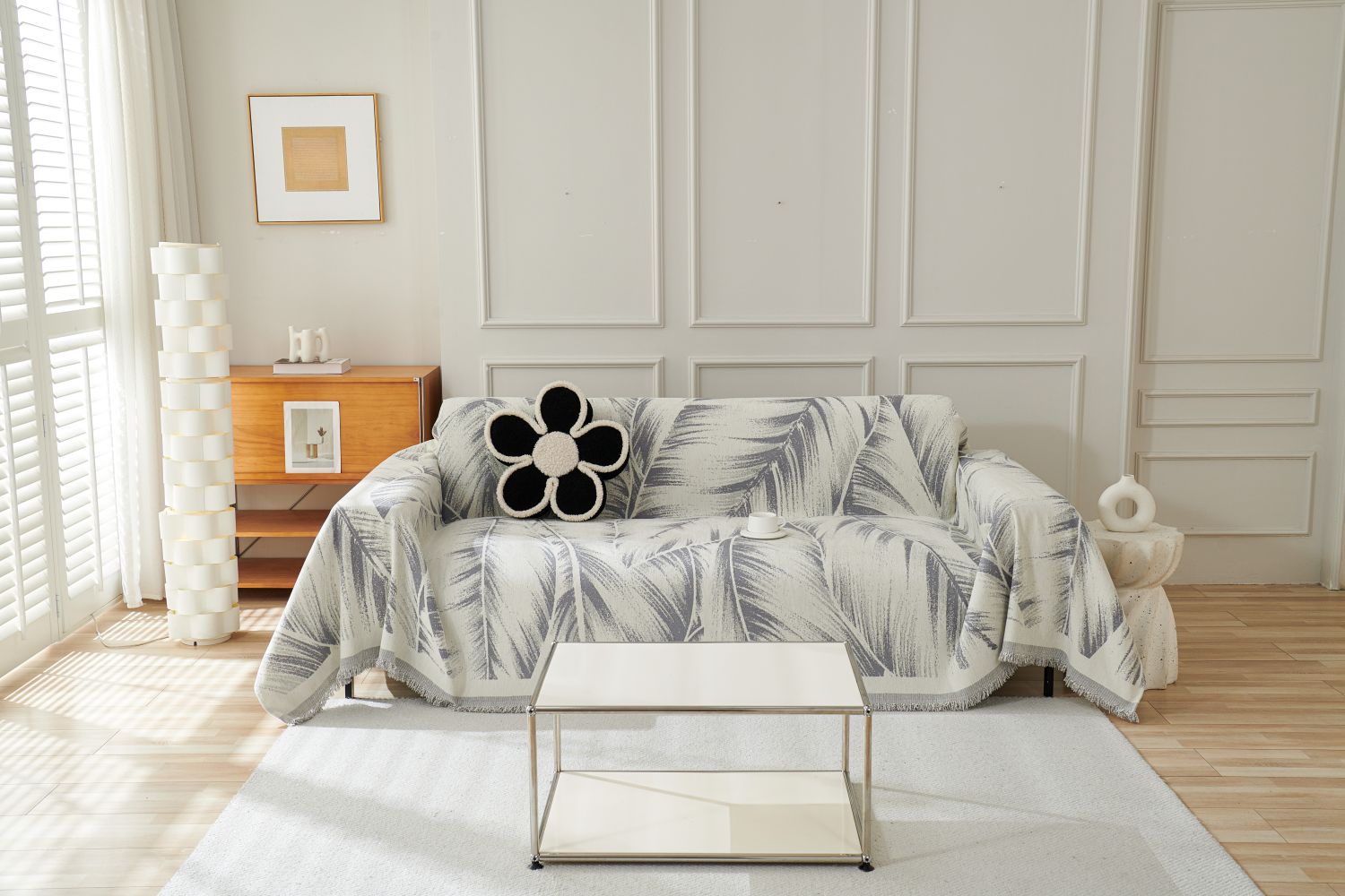 Sofa Throw - Yeluxe - Palm Gray