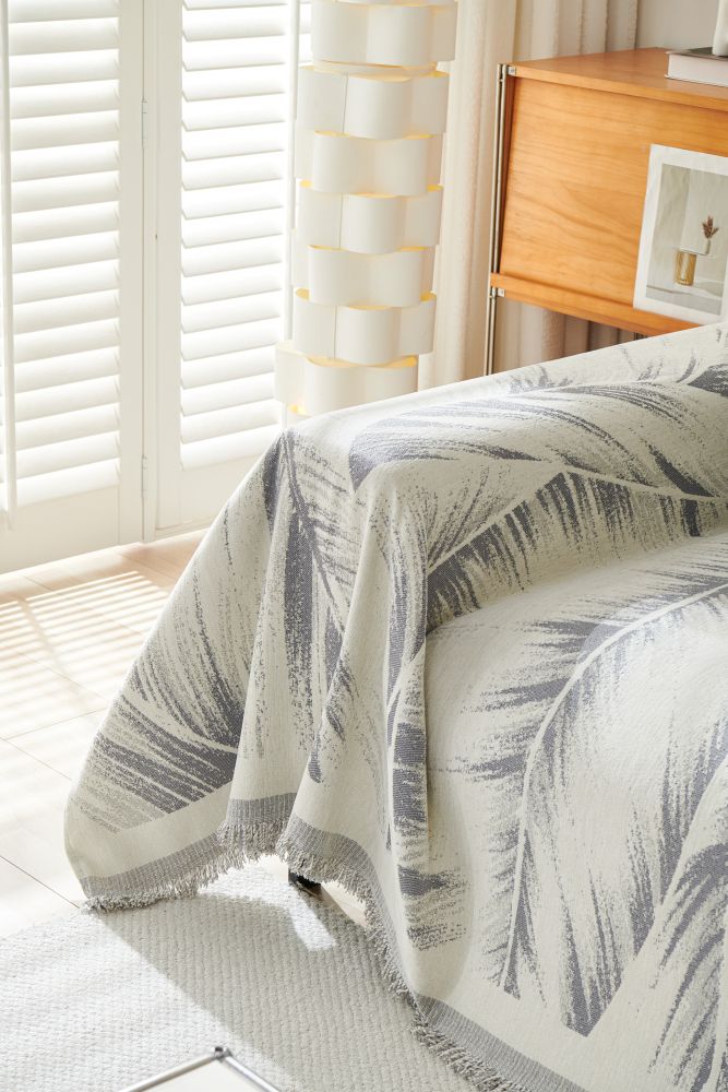 Sofa Throw - Yeluxe - Palm Gray