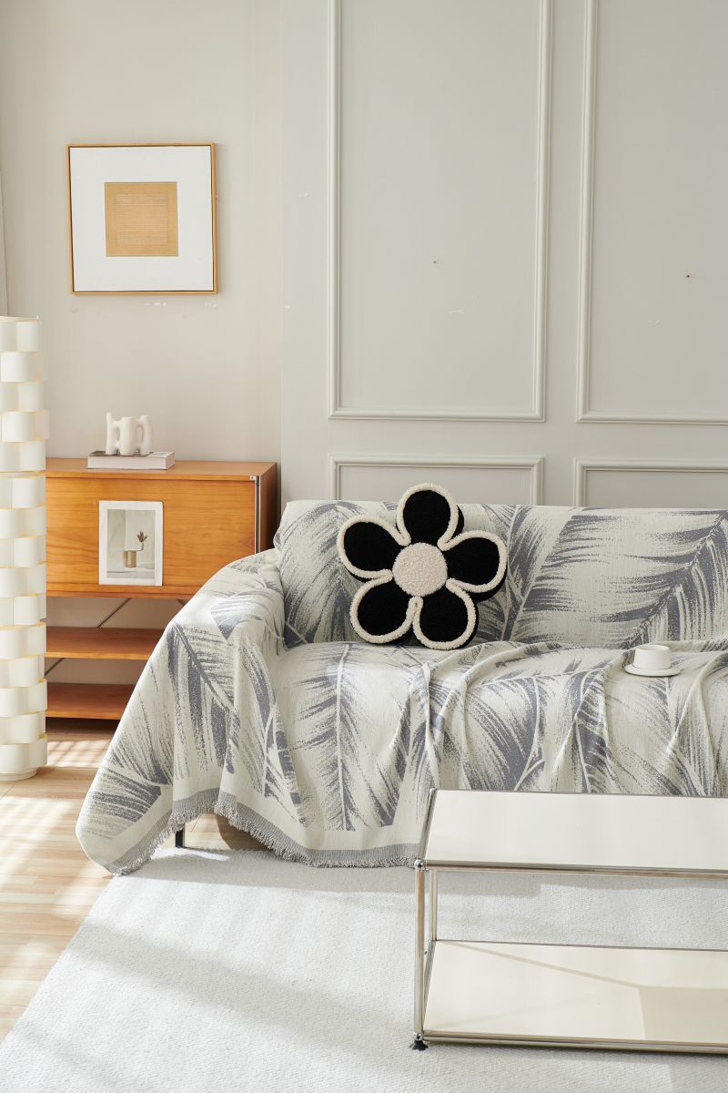Sofa Throw - Yeluxe - Palm Gray