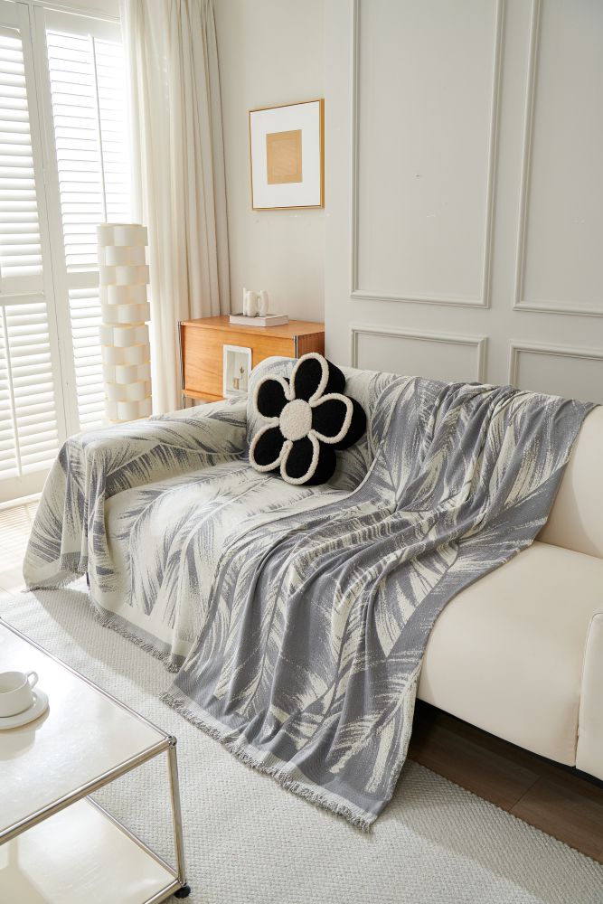 Sofa Throw - Yeluxe - Palm Gray
