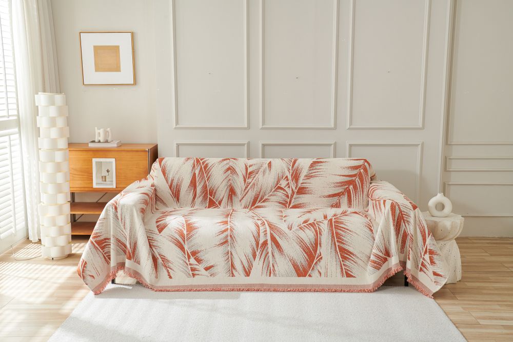 Sofa Throw - Yeluxe - Terracotta Palm