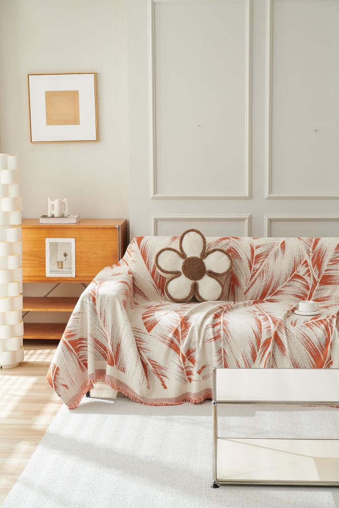 Sofa Throw - Yeluxe - Terracotta Palm