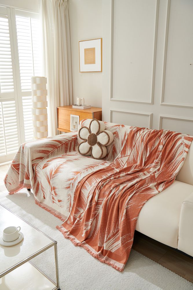 Sofa Throw - Yeluxe - Terracotta Palm