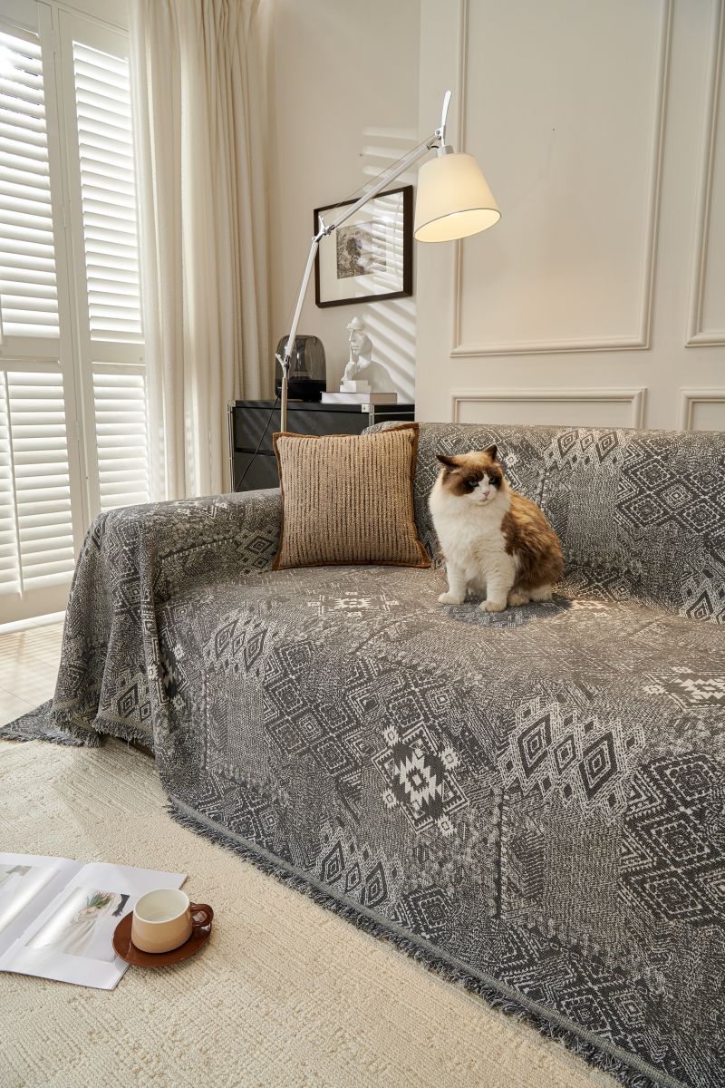 Sofa Throw - Melareve - Charcoal Grey