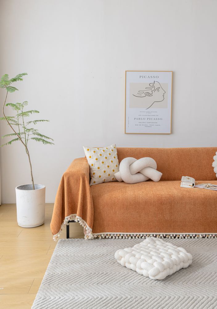 Sofa Throw - Herpome - Terracotta Orange