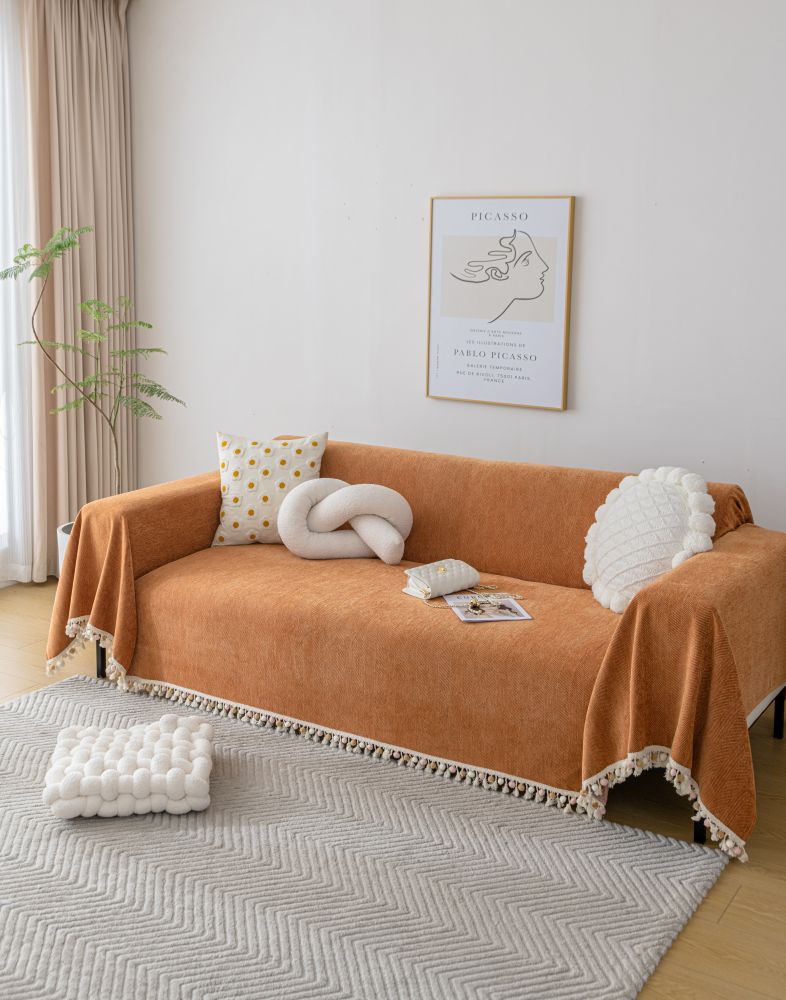 Sofa Throw - Herpome - Terracotta Orange