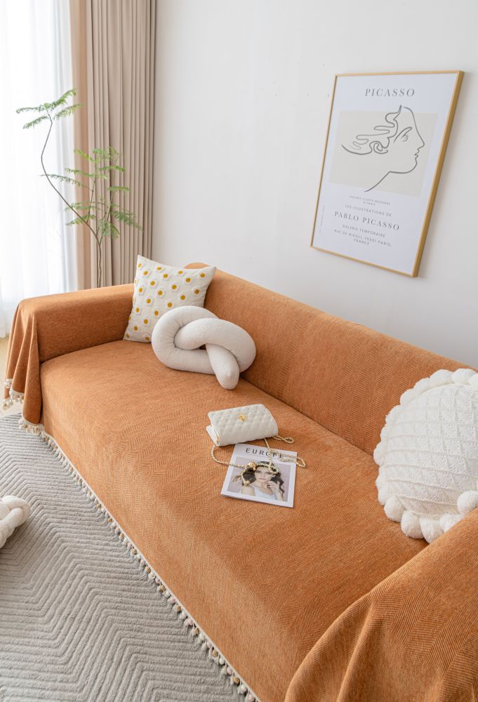Sofa Throw - Herpome - Terracotta Orange