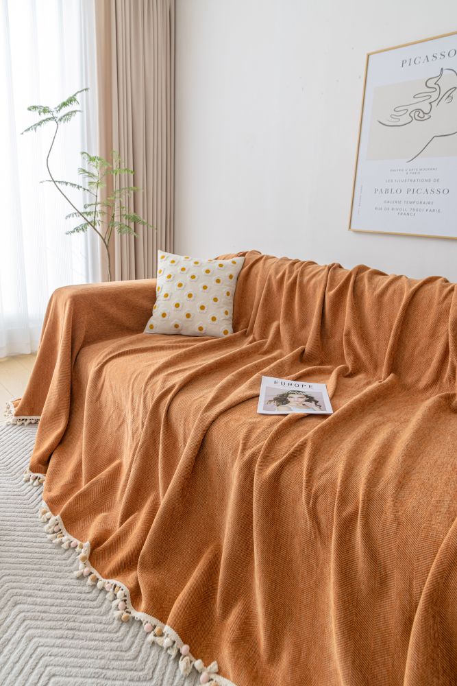 Sofa Throw - Herpome - Terracotta Orange