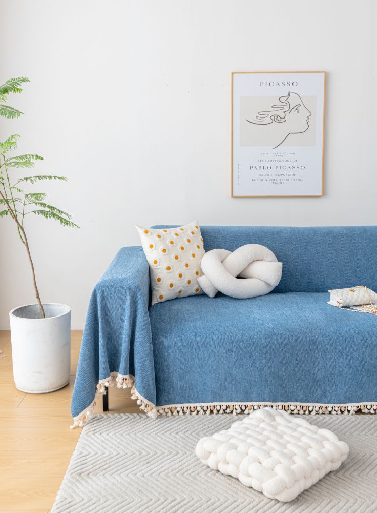 Sofa Throw - Herpome - Denim Blue