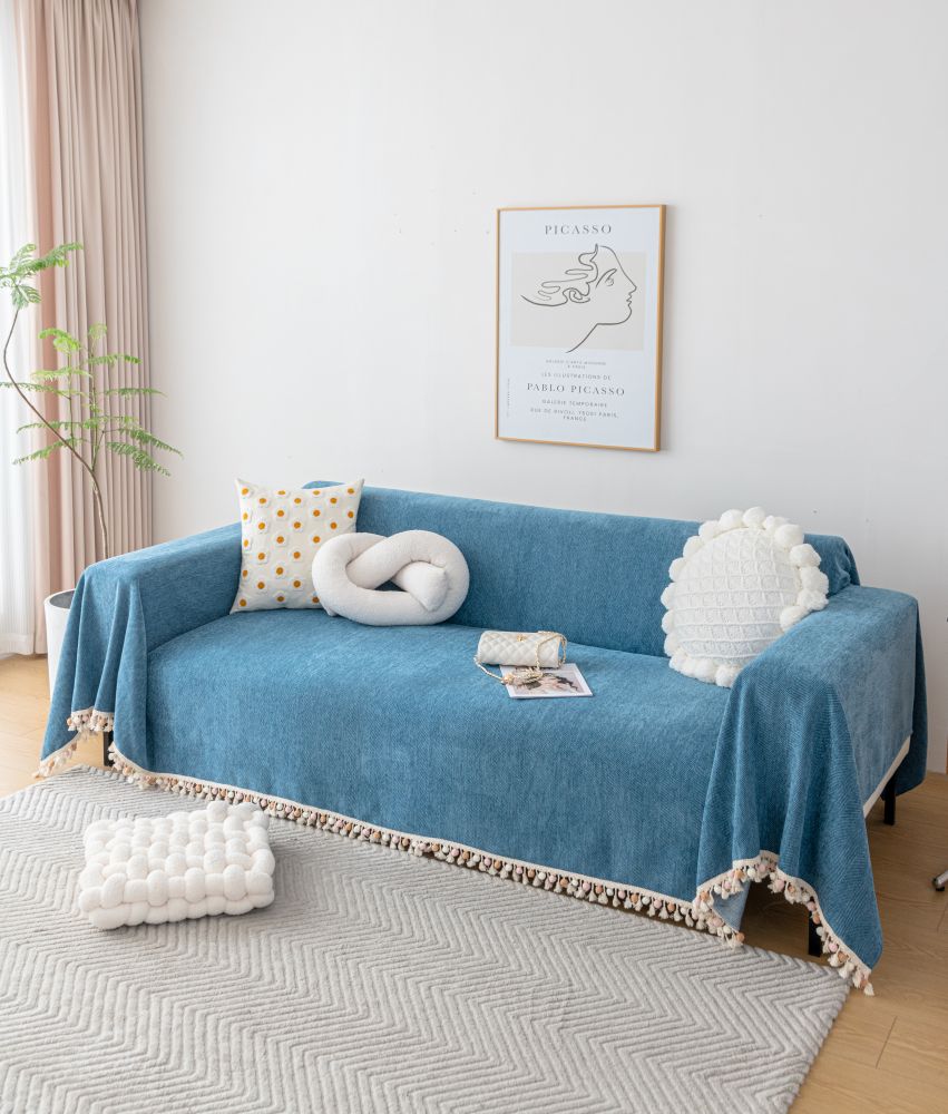 Sofa Throw - Herpome - Denim Blue