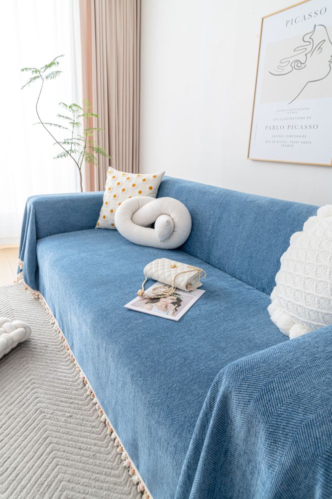 Sofa Throw - Herpome - Denim Blue