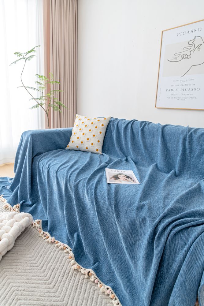 Sofa Throw - Herpome - Denim Blue