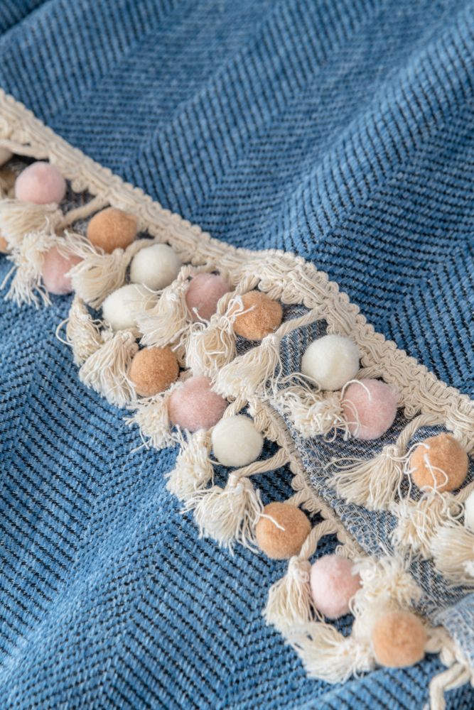 Sofa Throw - Herpome - Denim Blue
