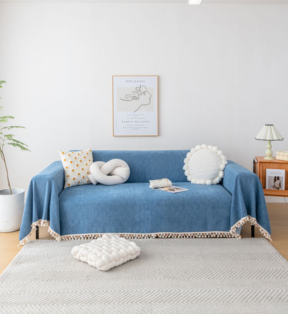 Sofa Throw - Herpome - Denim Blue