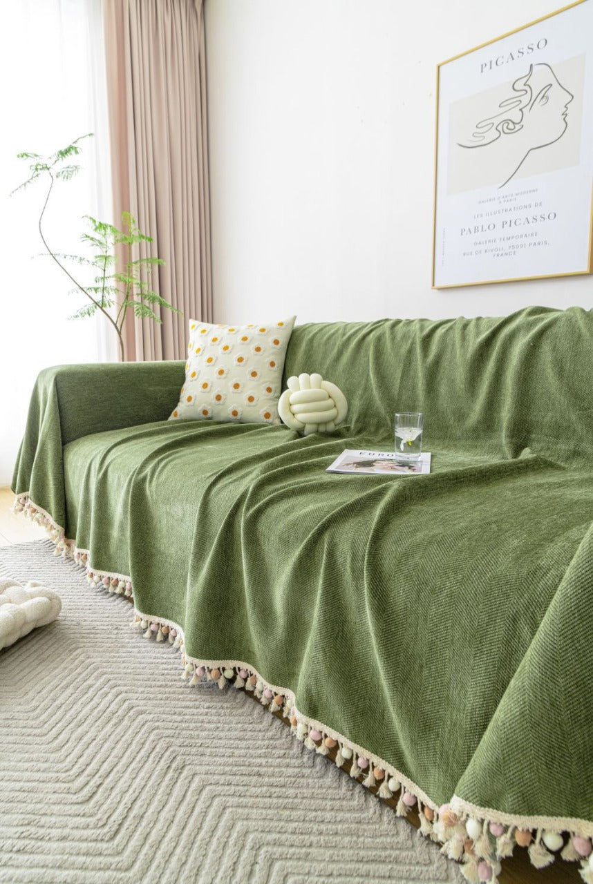 Sofa Throw - Herpome - Olive Green