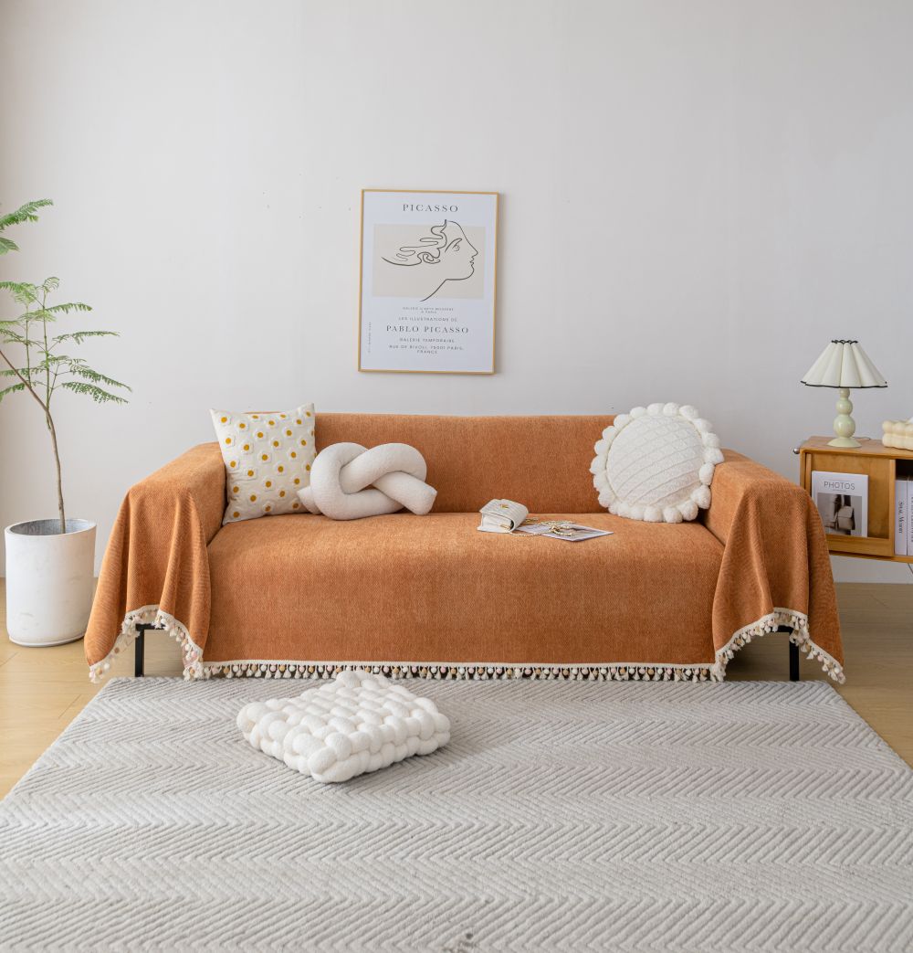Sofa Throw - Herpome - Terracotta Orange