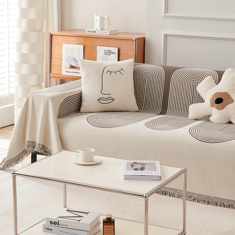 Sofa Throw - Brown Coffee - Soft Tassel Nordic Chenille