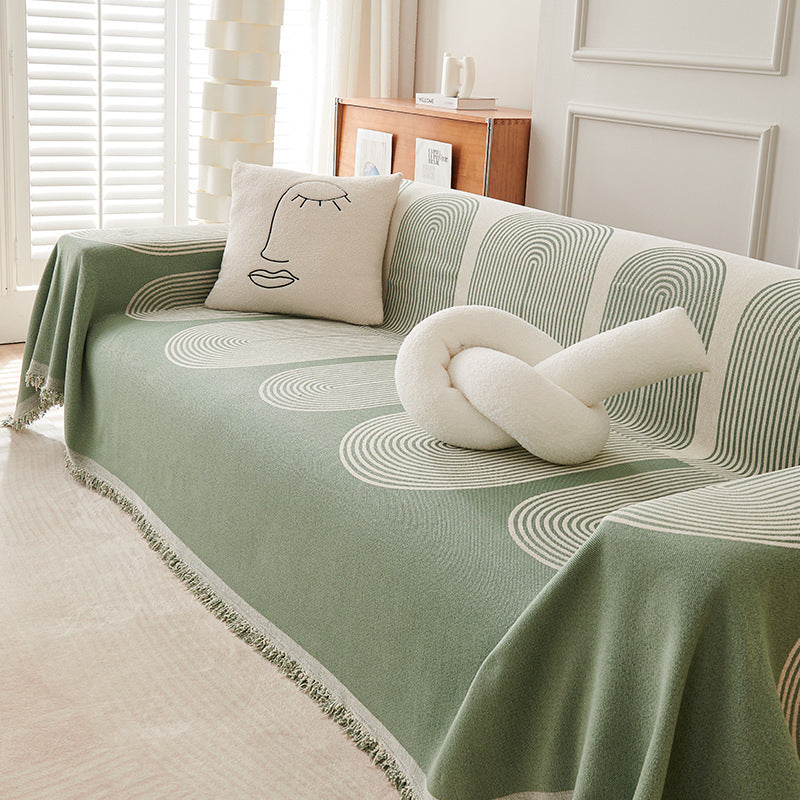 Sofa Throw - Pistachio Green - Soft Tassel Nordic Chenille