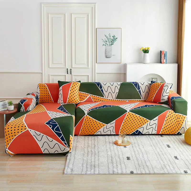 Corner Sofa Cover - Geo Chic - Adaptable & Expandable - The sofa cover crafter
