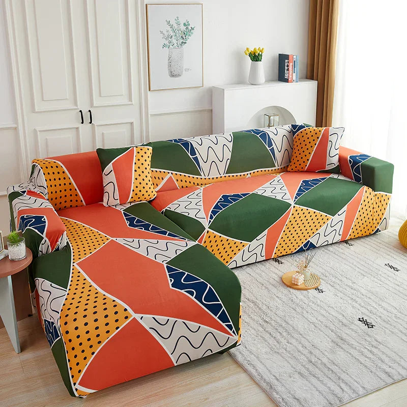 Corner Sofa Cover - Geo Chic - Adaptable & Expandable - The sofa cover crafter