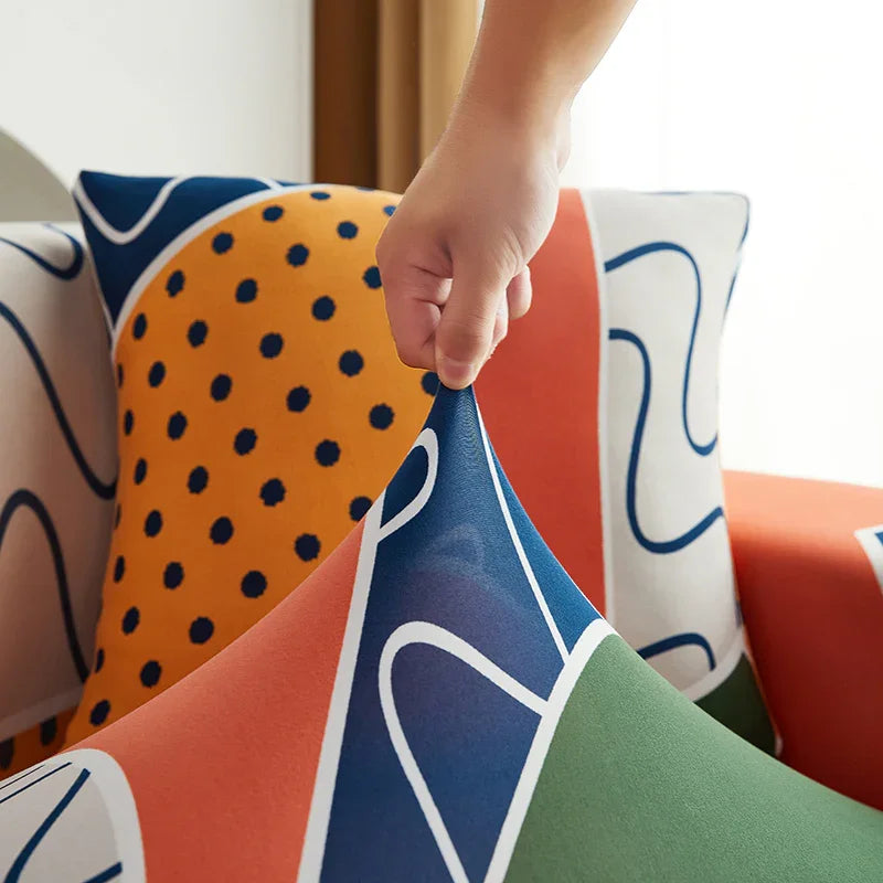 Corner Sofa Cover - Geo Chic - Adaptable & Expandable - The sofa cover crafter