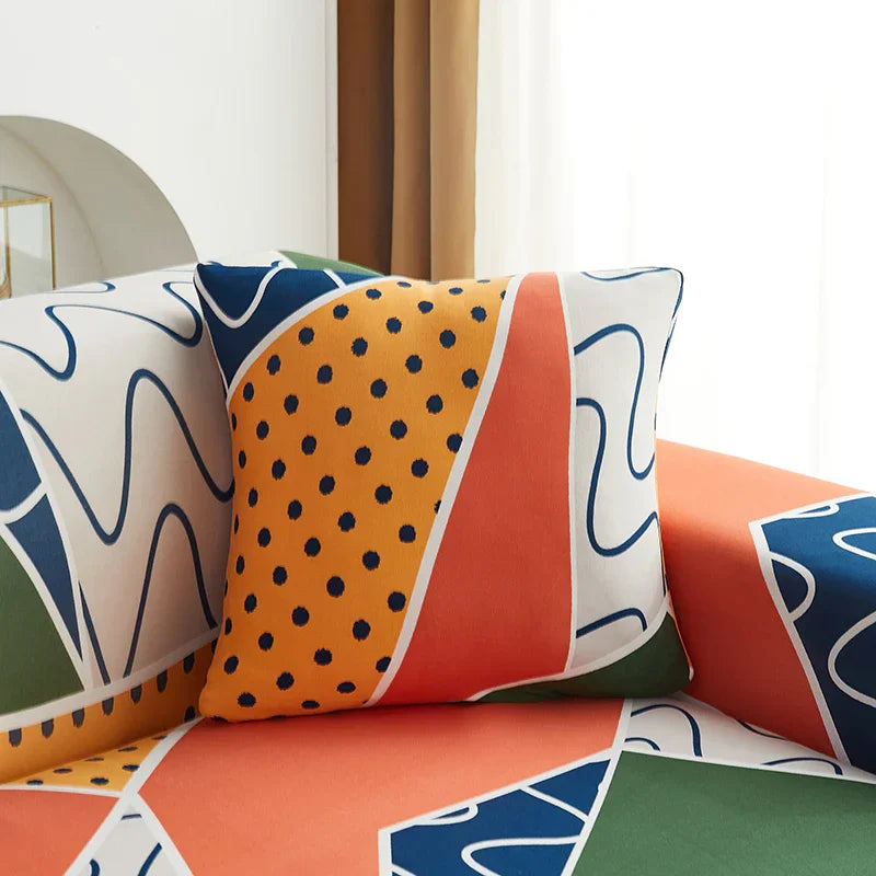 Corner Sofa Cover - Geo Chic - Adaptable & Expandable - The sofa cover crafter
