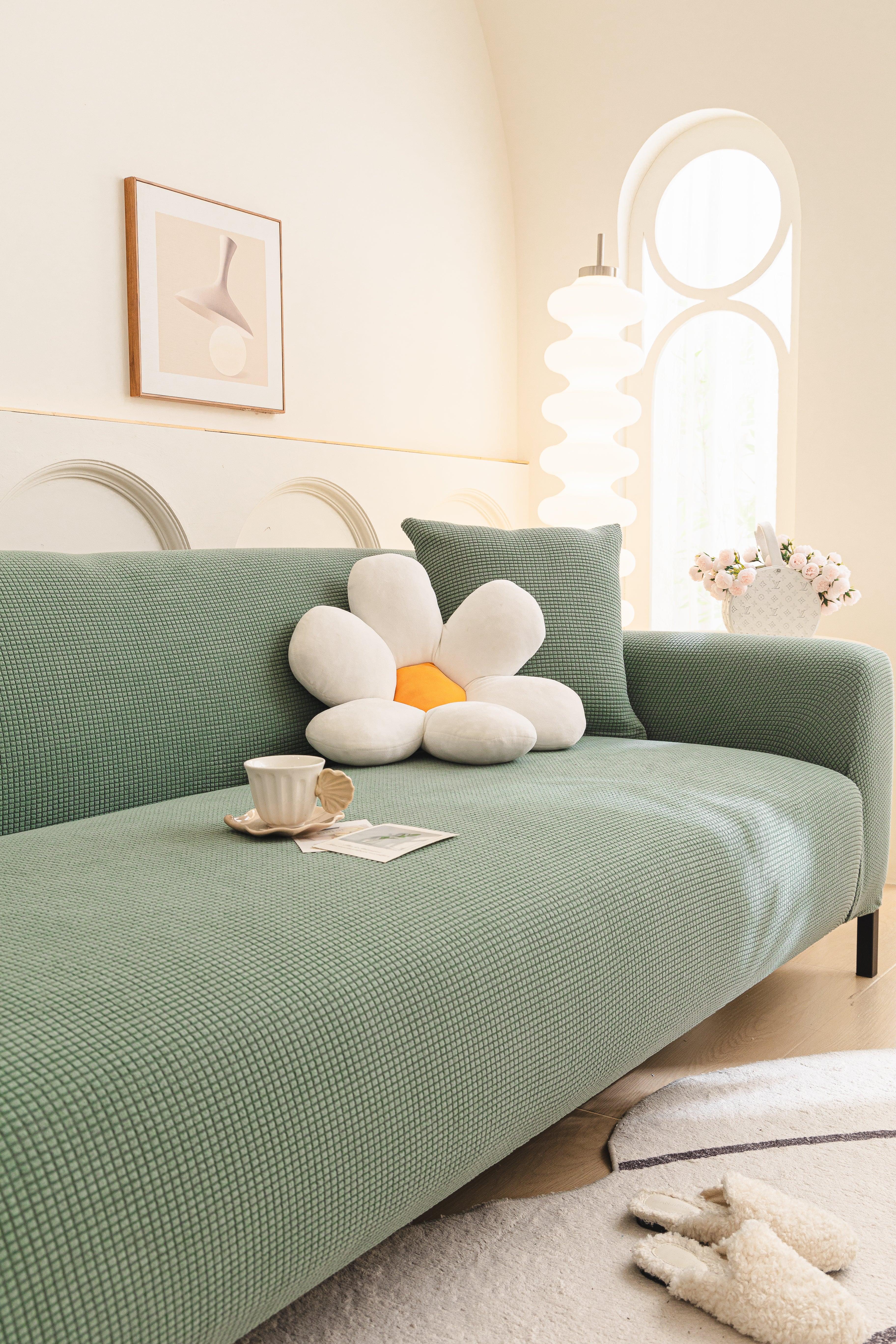 Sofa Cover - Narrow Jacquard - Light Green - Adaptable & Expandable - The sofa cover crafter