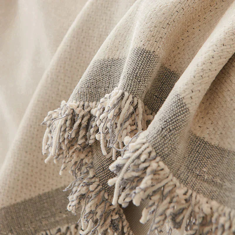 Sofa Throw - Dusty Grey - Soft Tassel Nordic Chenille - The sofa cover crafter