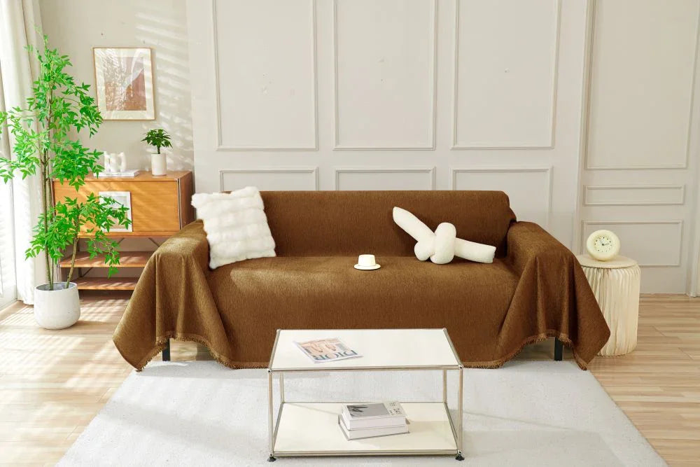 Sofa Throw - Elligate - Dark brown - The sofa cover crafter