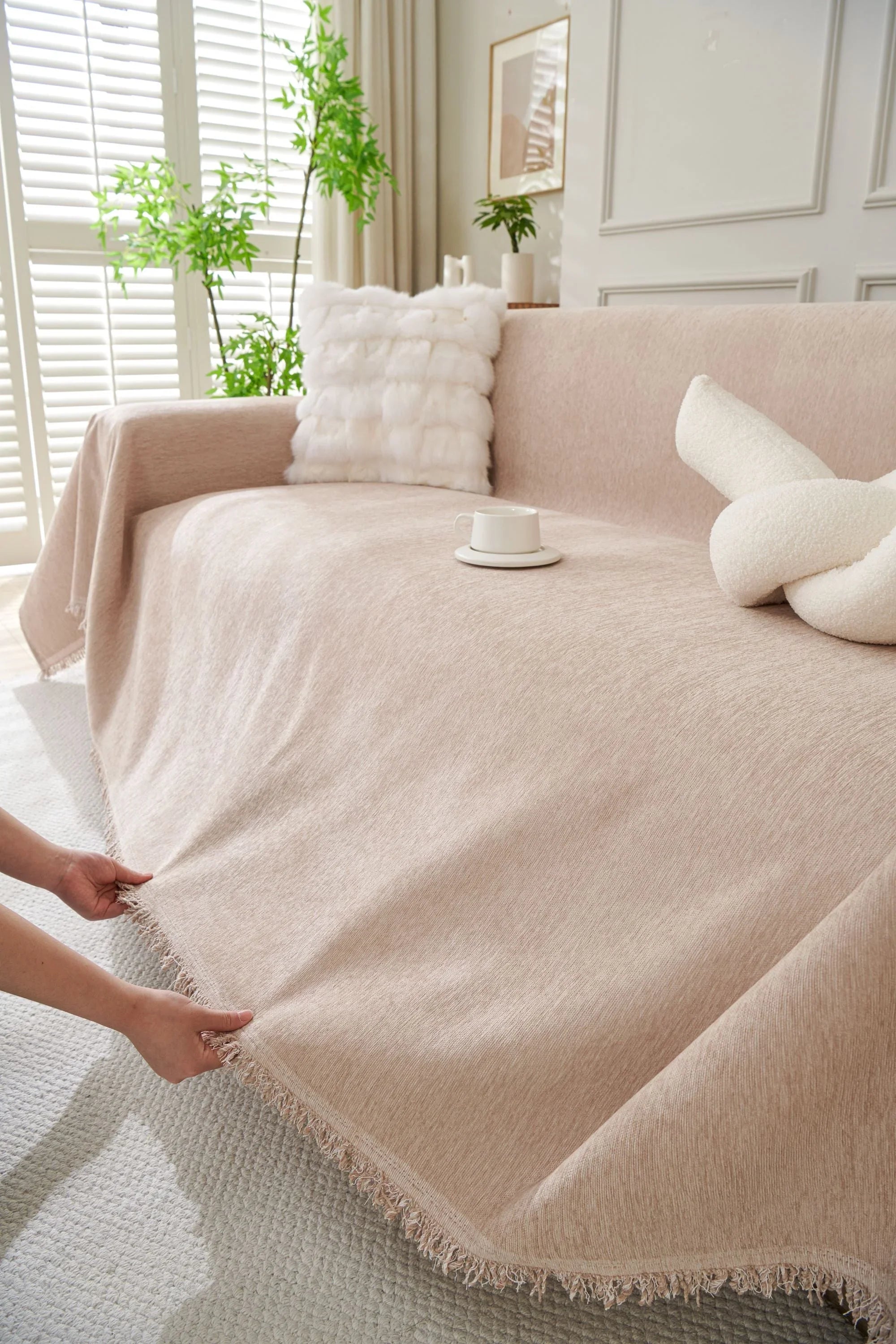 Sofa Throw - Elligate - Khaki - The sofa cover crafter