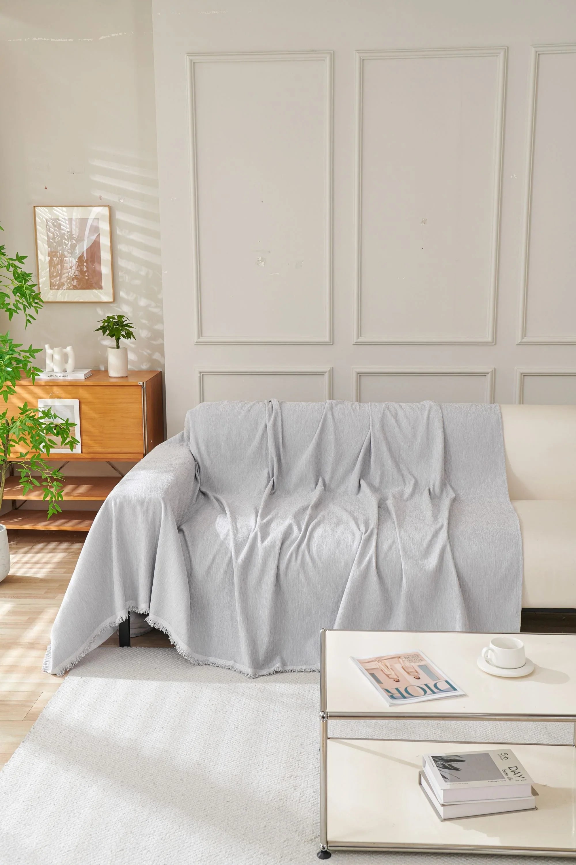 Sofa Throw - Elligate - Light Gray - The sofa cover crafter