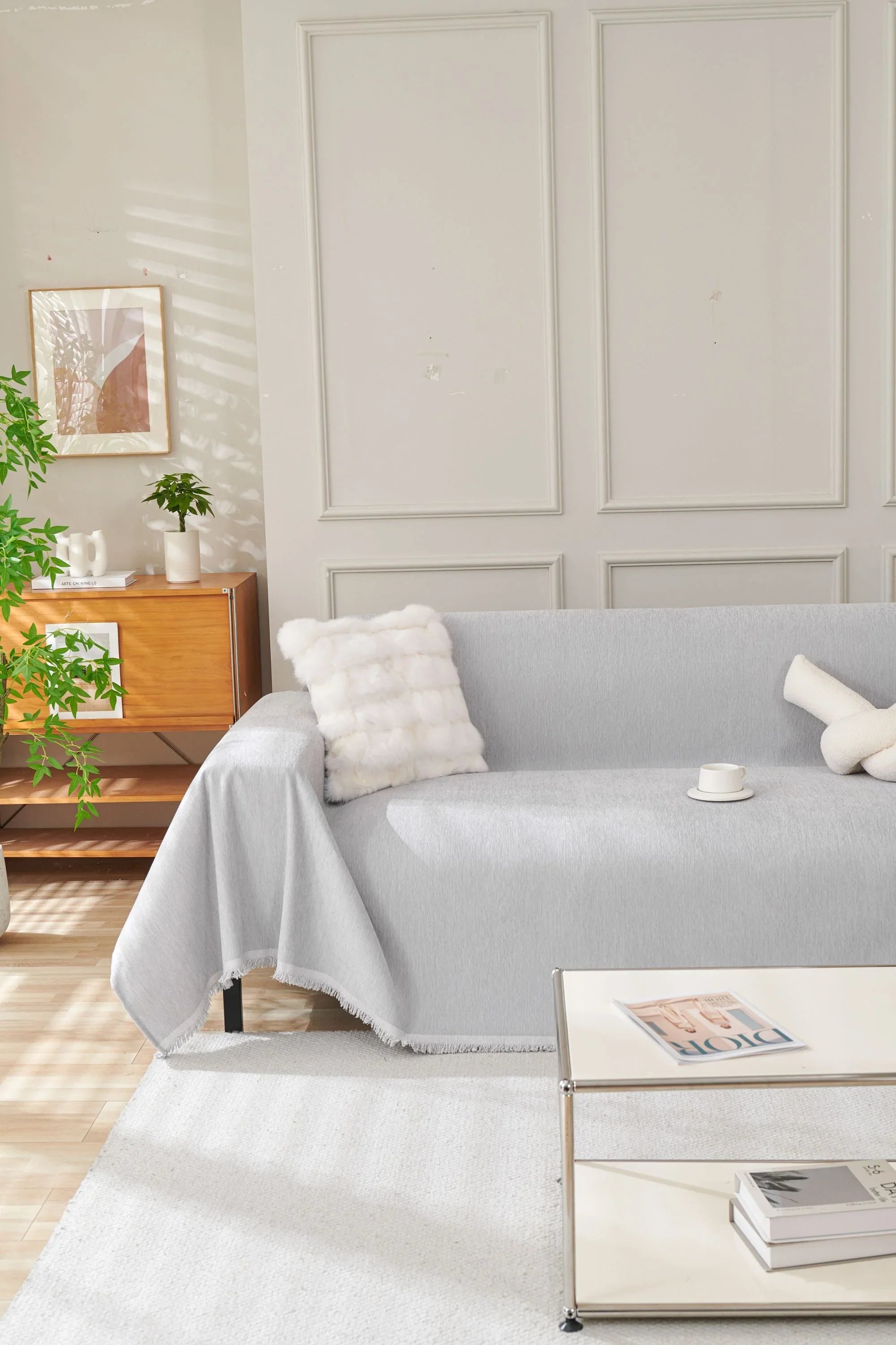 Sofa Throw - Elligate - Light Gray - The sofa cover crafter