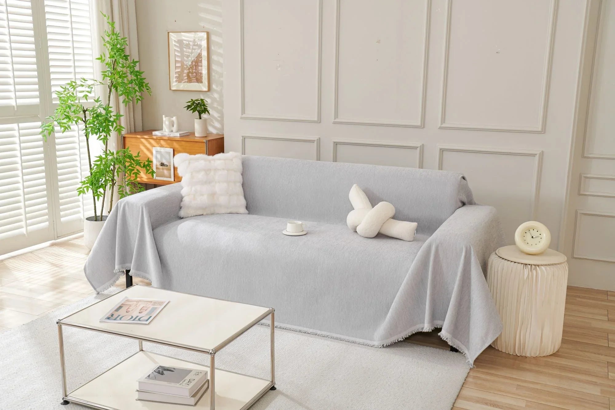 Sofa Throw - Elligate - Light Gray - The sofa cover crafter